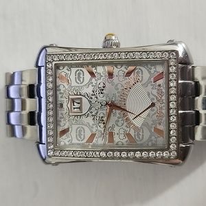 MARC ECKO UNISEX SOLD OUT ANALOG DATE SILVER DIAL WITH ROSE GOLD SWAROVSKI